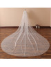 Ivory Star Tulle Wedding Veil Long Sparkly Cathedral Veil Cut Edge Veil